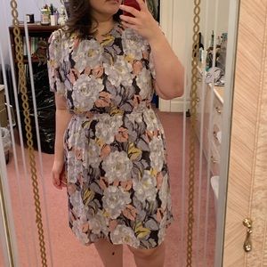LOFT Floral Short Sleeve Lightweight Dress Size XL